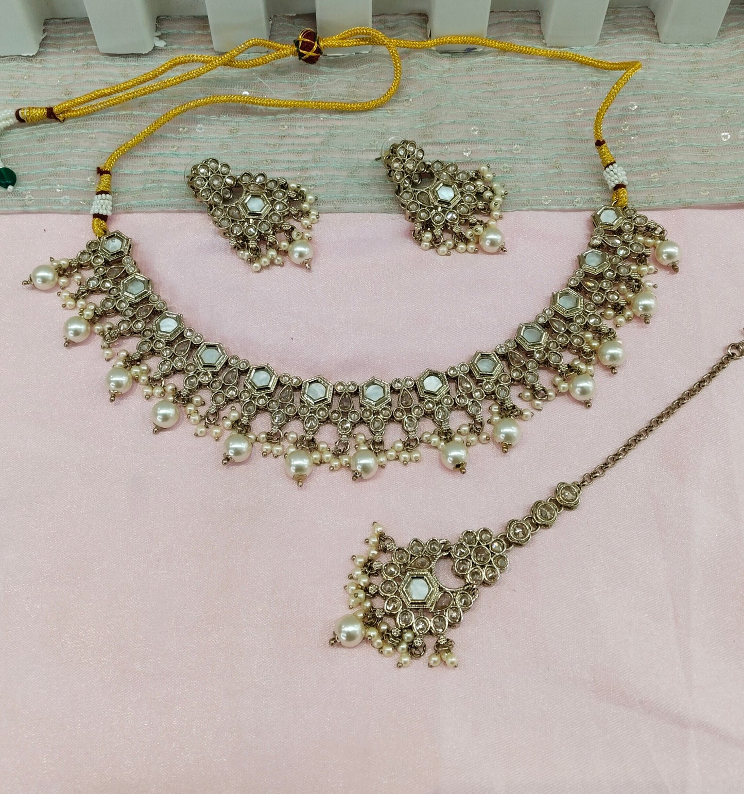 Antique Gold Necklace Jewellery Eshaan Set