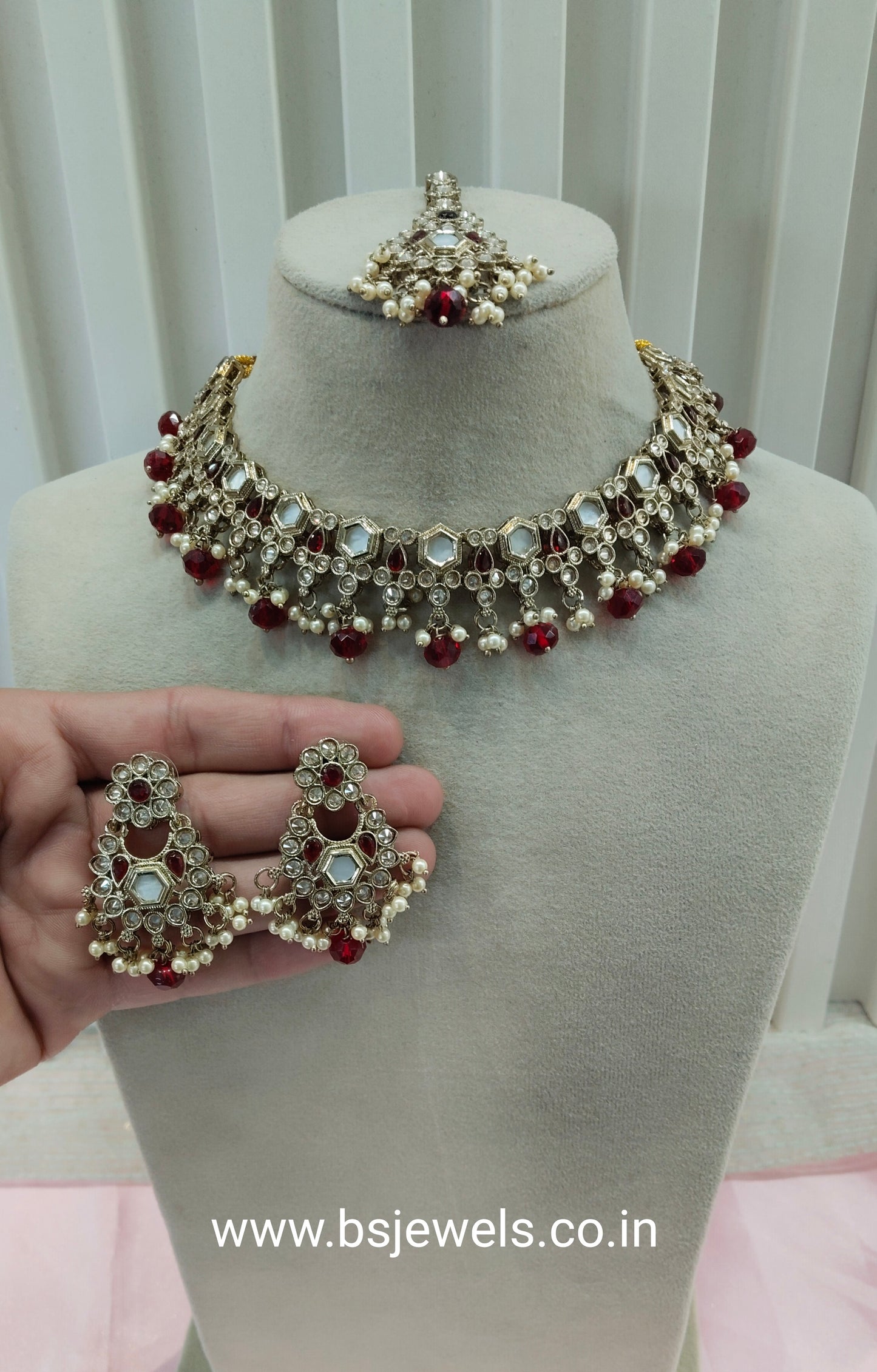 Ruby Antique Gold Necklace Jewellery Eshaan Set