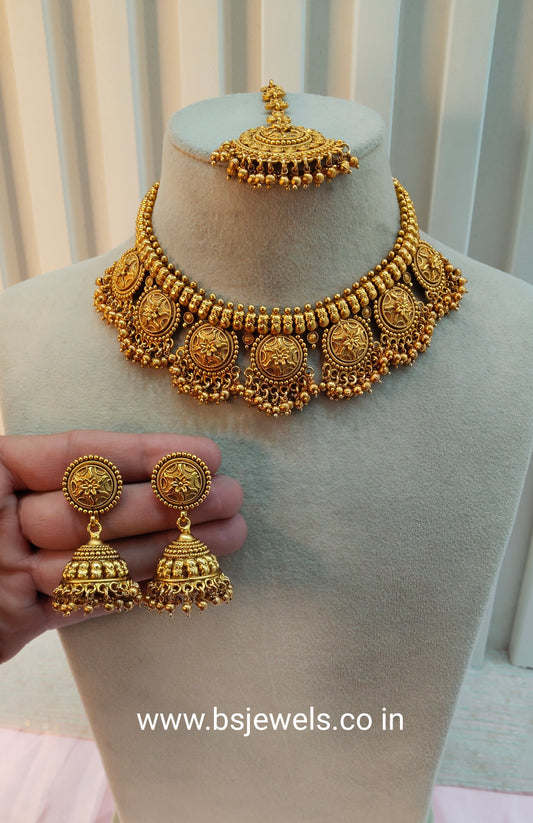 Gold Polki Necklace Jewellery Harf Set