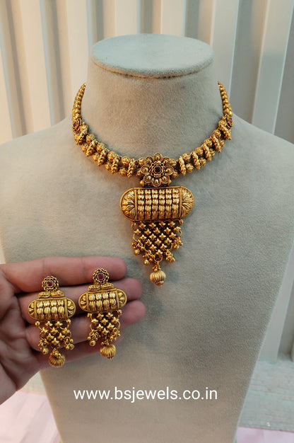 Ruby Gold Polki  Necklace Jewellery Harf Set