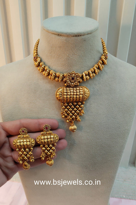 Ruby Gold Polki  Necklace Jewellery Harf Set