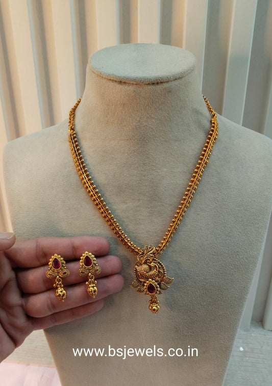 Ruby Gold Polki Necklace Jewellery Harf Set