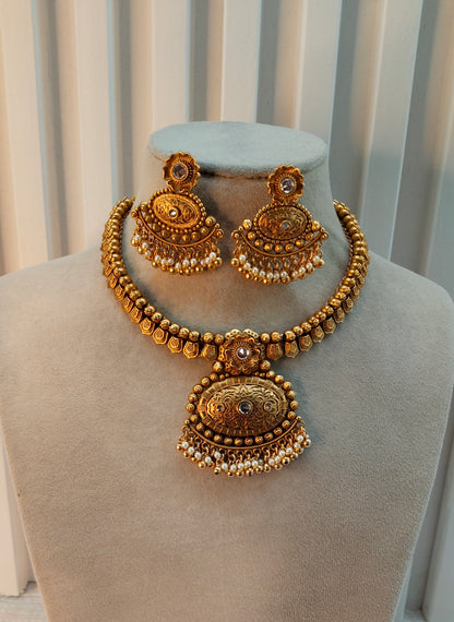 Gold Polki Necklace Jewellery Harf Set