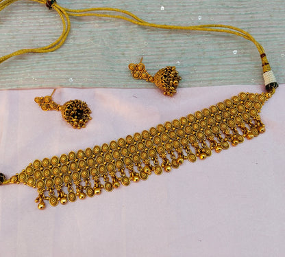 Gold Polki Choker Jewellery Harf Set