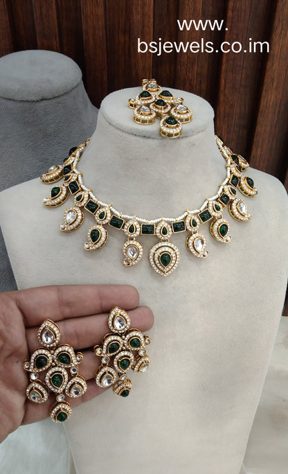 Green Gold Kundan Necklace Jewellery Nimrat Set