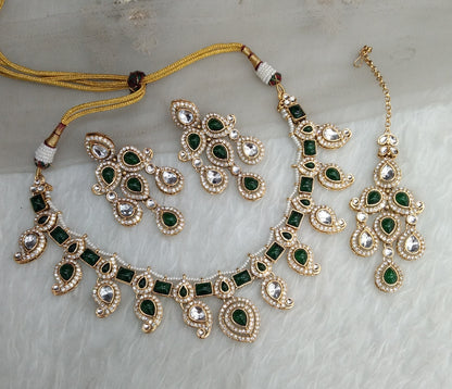 Green Gold Kundan Necklace Jewellery Nimrat Set