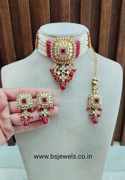 Majenta Kundan Choker Jewellery Priya Set