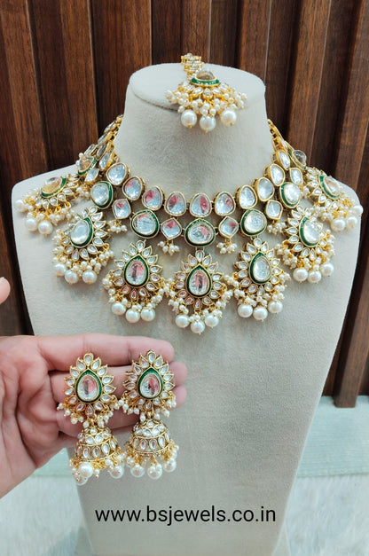 White Gold Kundan Necklace Jewellery Homeland Set