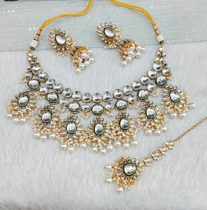 White Gold Kundan Necklace Jewellery Homeland Set