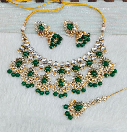 Green Gold Kundan Necklace Jewellery Homeland Set
