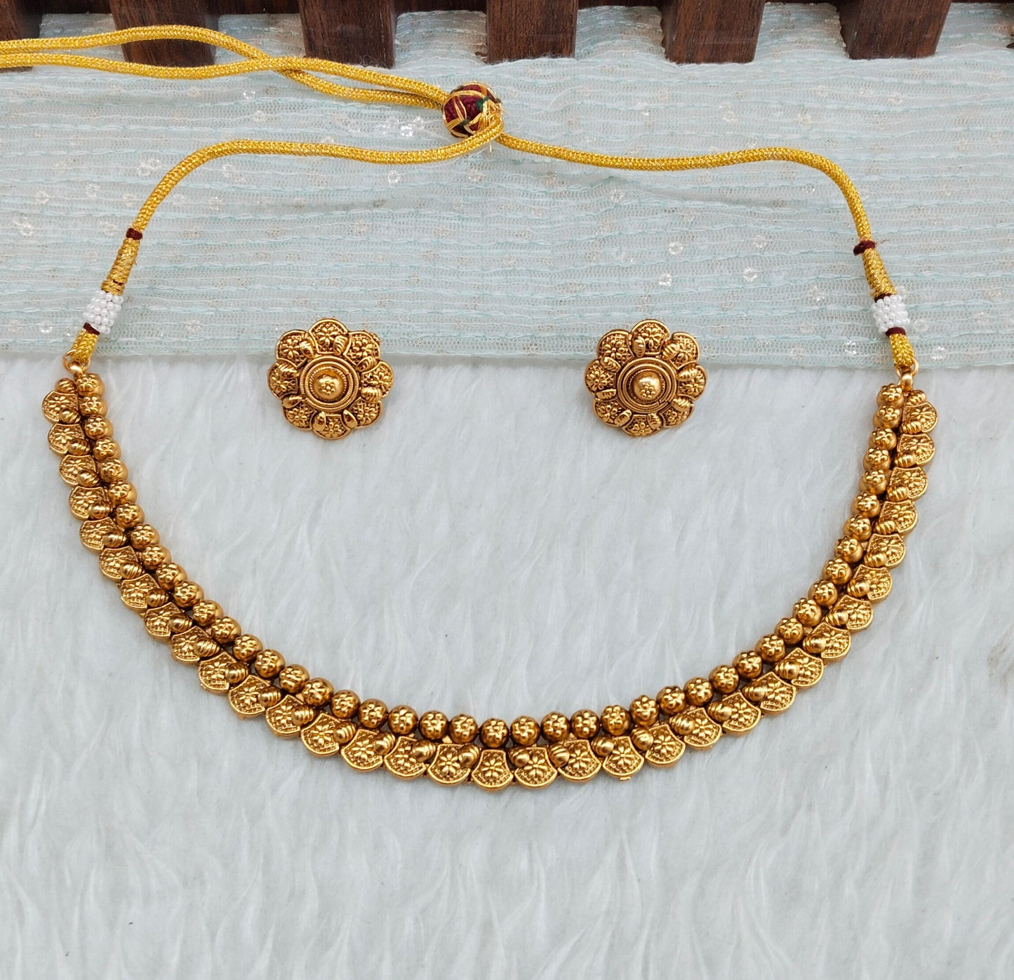 Gold Polki Necklace Jewellery Simran Set
