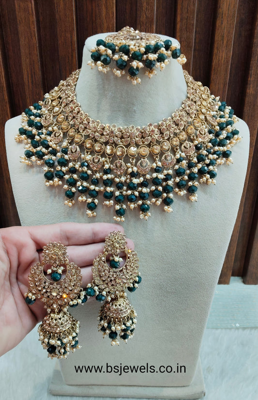 Blue Antique Gold Necklace Jewellery Miller Set