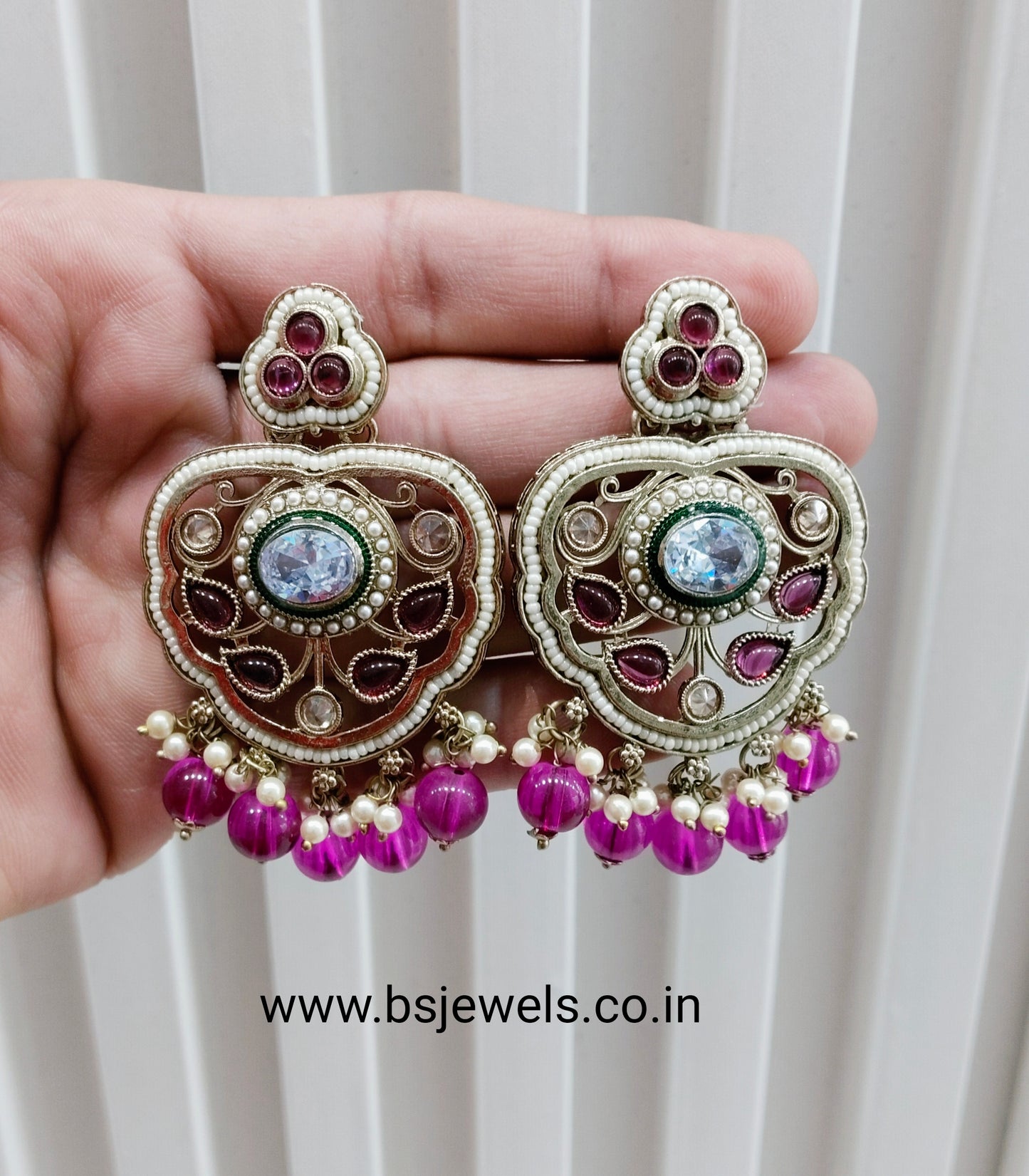 Purple Antique Gold Bollywood Preet Earrings