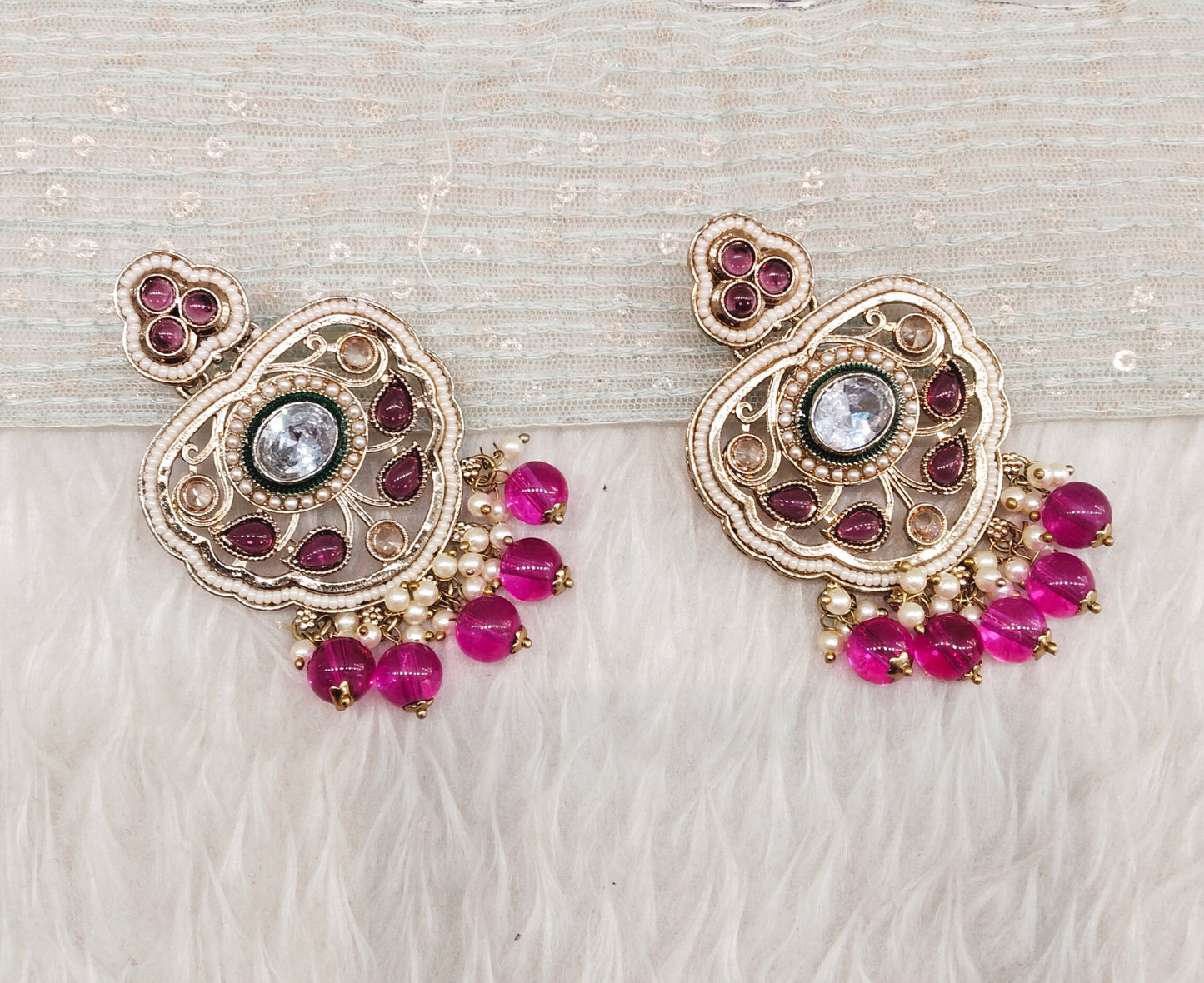 Purple Antique Gold Bollywood Preet Earrings