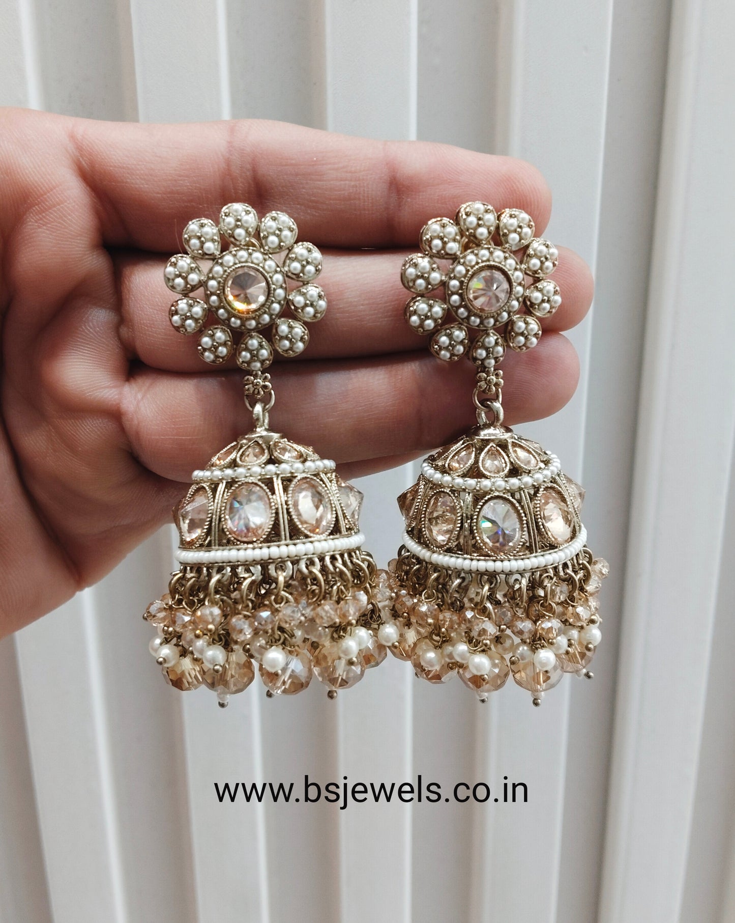 Antique Gold Jhumka Bollywood Sarpunch Earrings