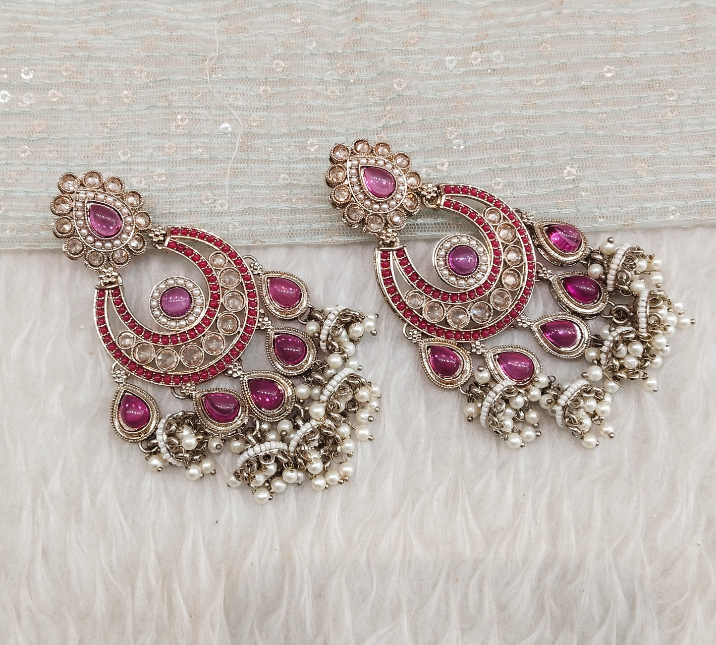 Majenta Antique Gold Bollywood Sarpunch Earrings
