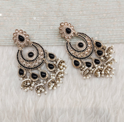 Black Antique Gold Bollywood Sarpunch Earrings