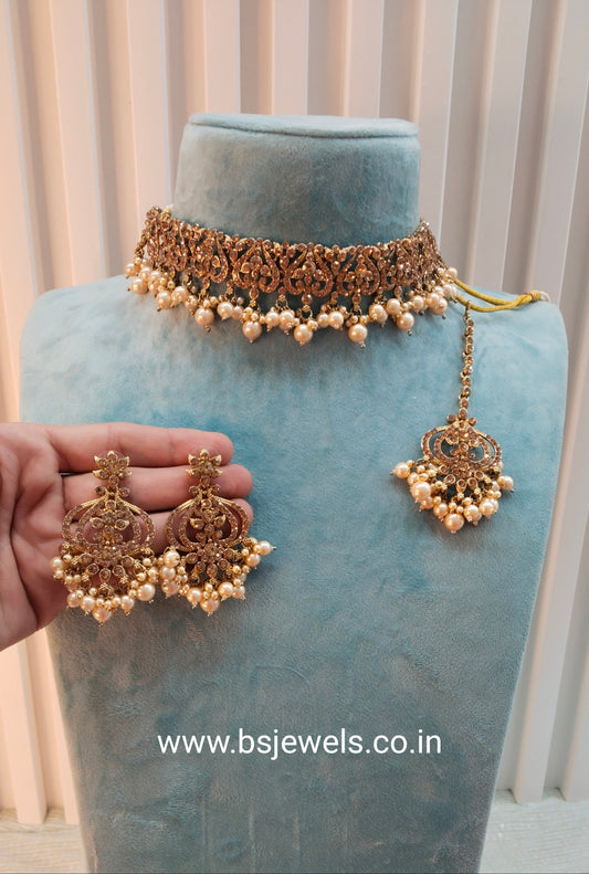 Antique Gold Choker Jewellery Ricky Set