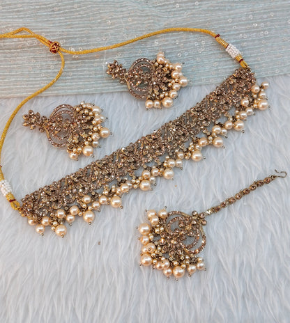 Antique Gold Choker Jewellery Ricky Set