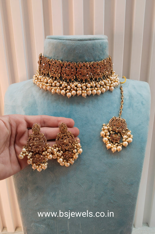 Antique Gold Choker Jewellery David Set