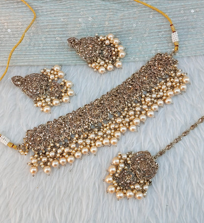 Antique Gold Choker Jewellery David Set