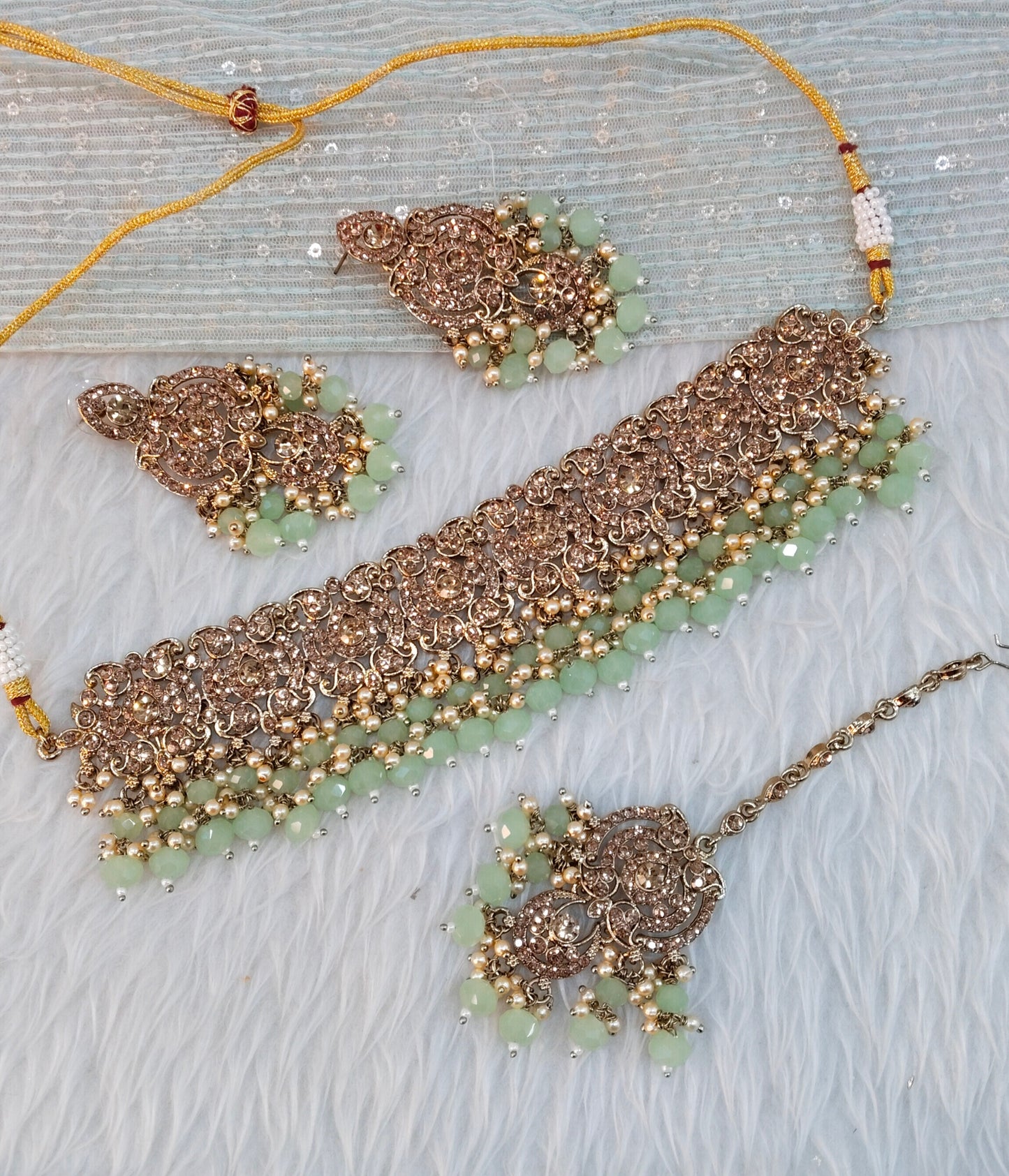 Pista Antique Gold Choker Jewellery David Set