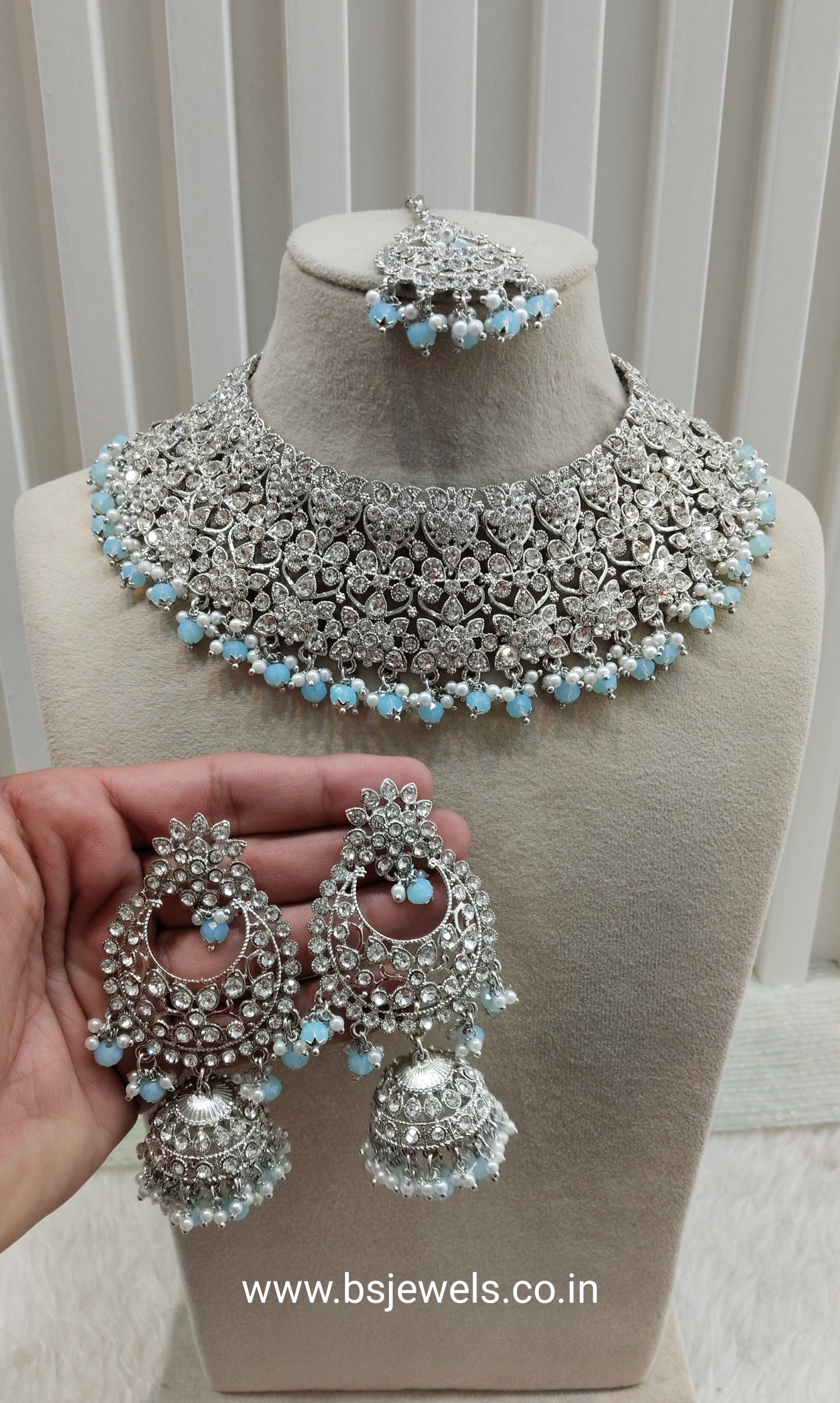 Sea Green Silver Necklace Jewellery Astin Set