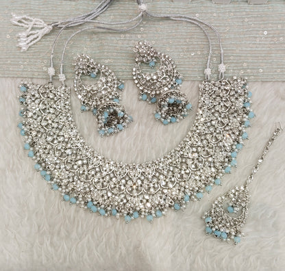 Sea Green Silver Necklace Jewellery Astin Set