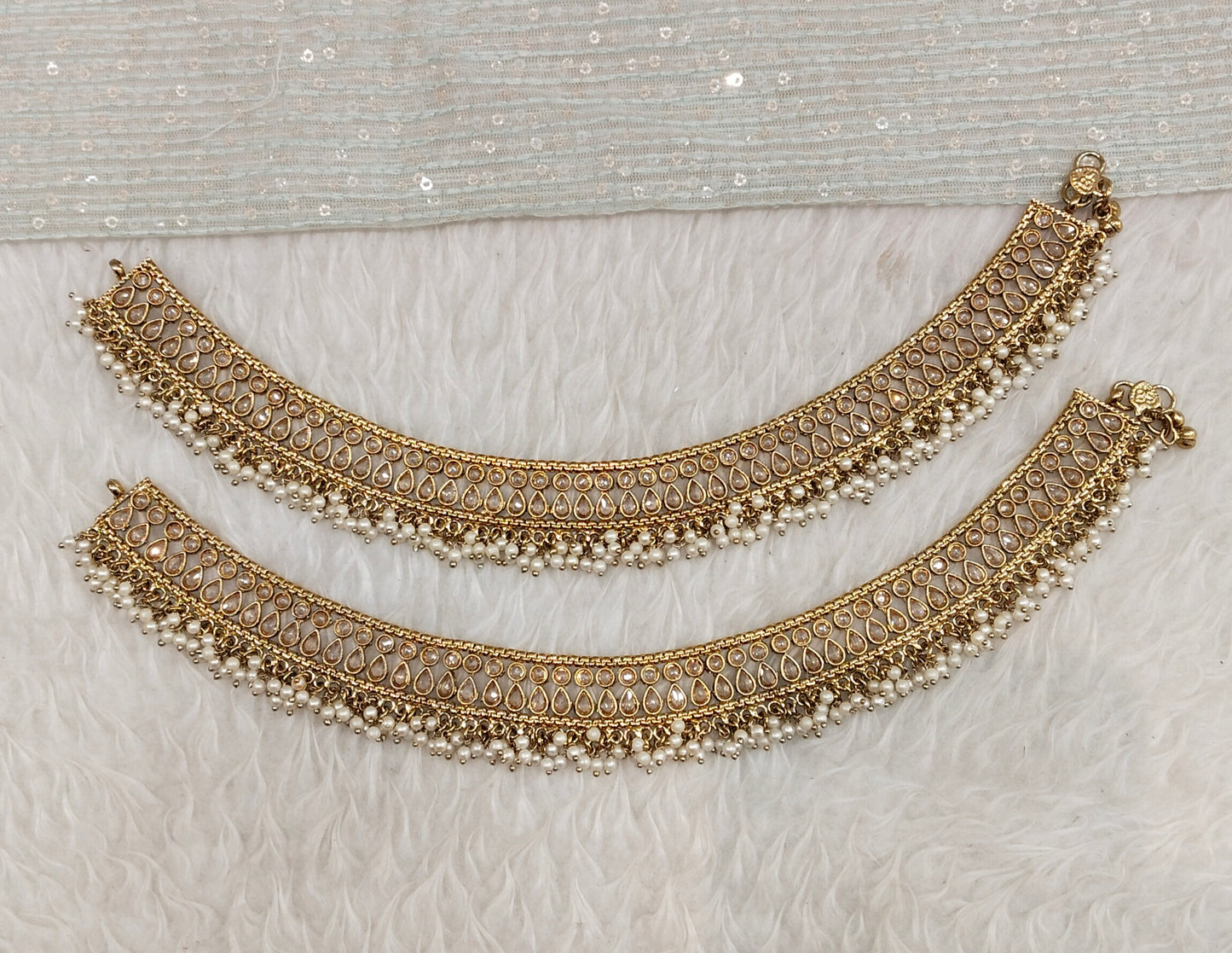 Antique Gold Anklets Jhanjar Payal Jewellery Prince Set