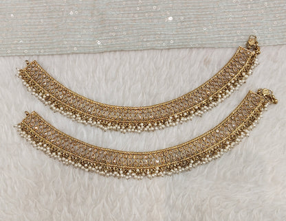 Antique Gold Anklets Jhanjar Payal Jewellery Prince Set