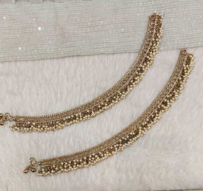 Antique Gold Anklets Jhanjar Payal Jewellery Prince Set
