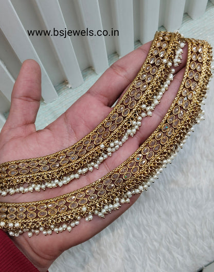 Antique Gold Anklets Jhanjar Payal Jewellery Prince Set