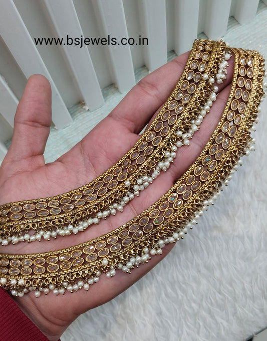 Antique Gold Anklets Jhanjar Payal Jewellery Prince Set