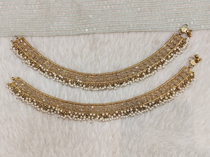 Antique Gold Anklets Jhanjar Payal Jewellery Prince Set