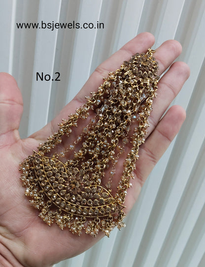 Antique Golden Crystals Headpassa Jhumar Jewellery