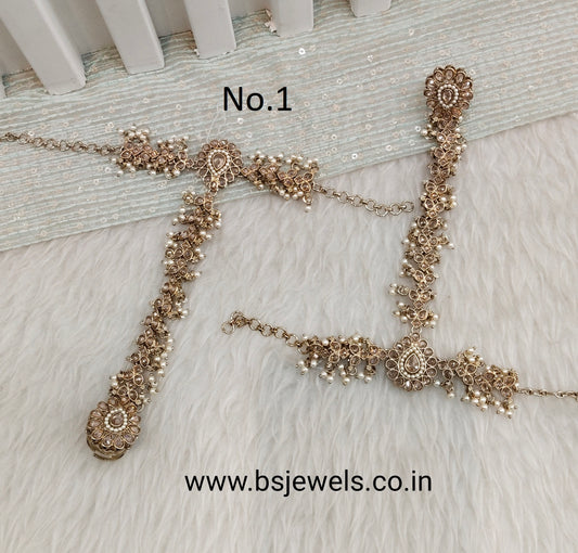 Hand Bracelets Gold Bridal Pair Finger Ring Panja Jewellery