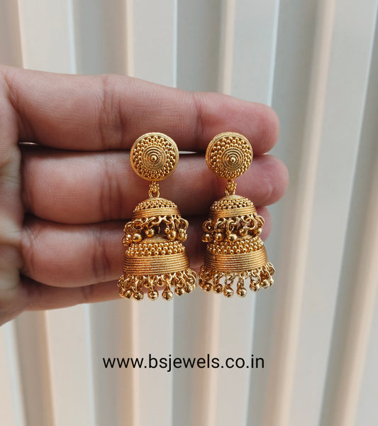 Gold Jhumki Bollywood Earrings
