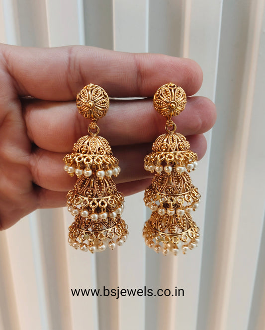 Gold Jhumki Bollywood Earrings