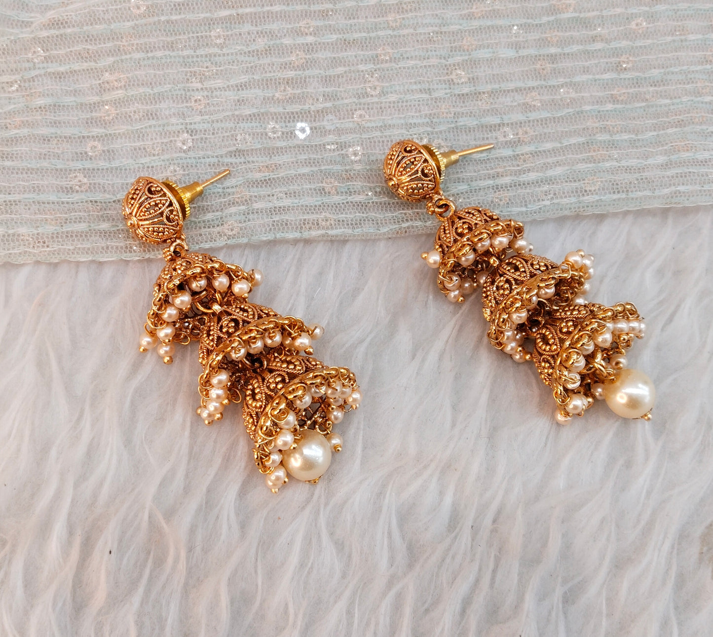 Gold Jhumki Bollywood Earrings