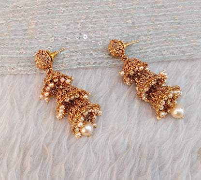 Gold Jhumki Bollywood Earrings