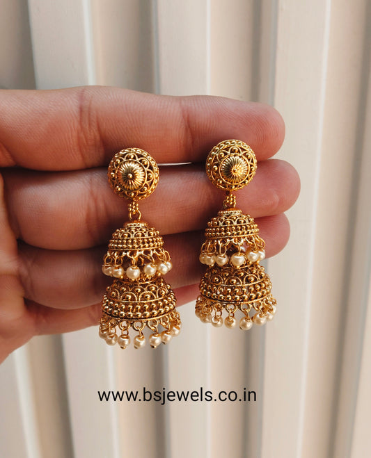 Gold Jhumki Bollywood Earrings
