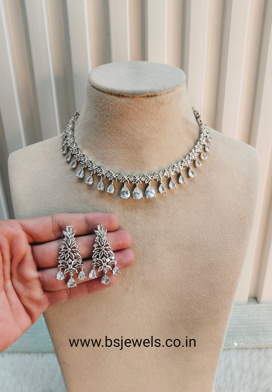 White Silver CZ Necklace Jewellery Marker Set