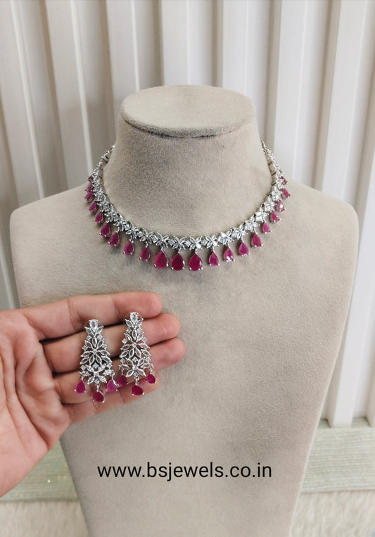 Ruby Silver CZ Necklace Jewellery Marker Set