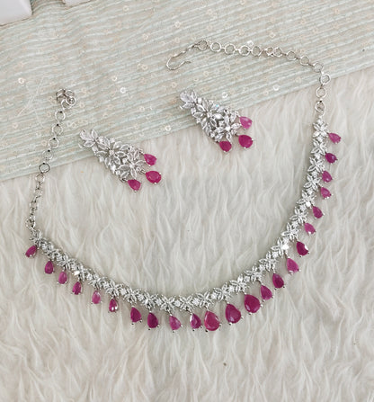 Ruby Silver CZ Necklace Jewellery Marker Set
