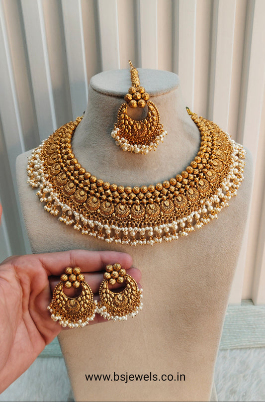 Gold Polki Necklace Jewellery Harf Set