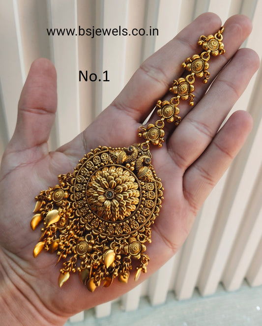 Gold polki Tikka Jewellery Headpiece Set