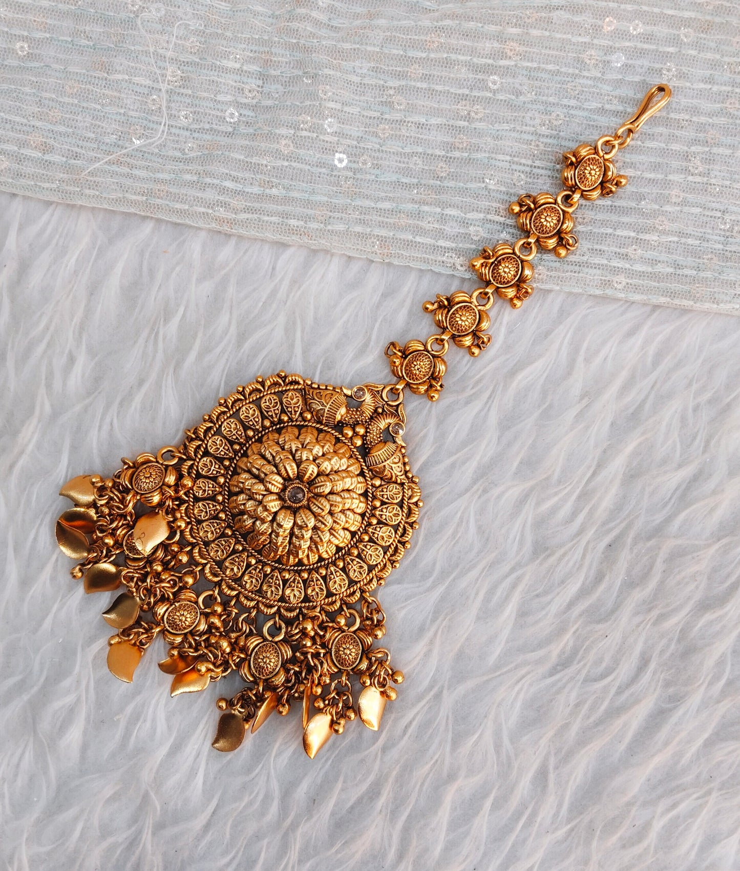 Gold polki Tikka Jewellery Headpiece Set