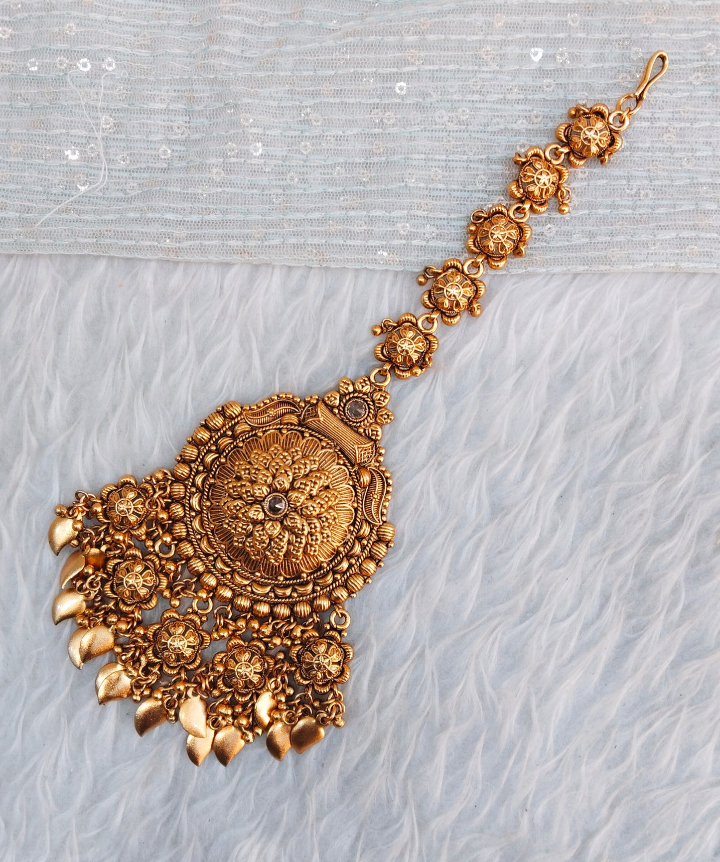 Gold polki Tikka Jewellery Headpiece Set