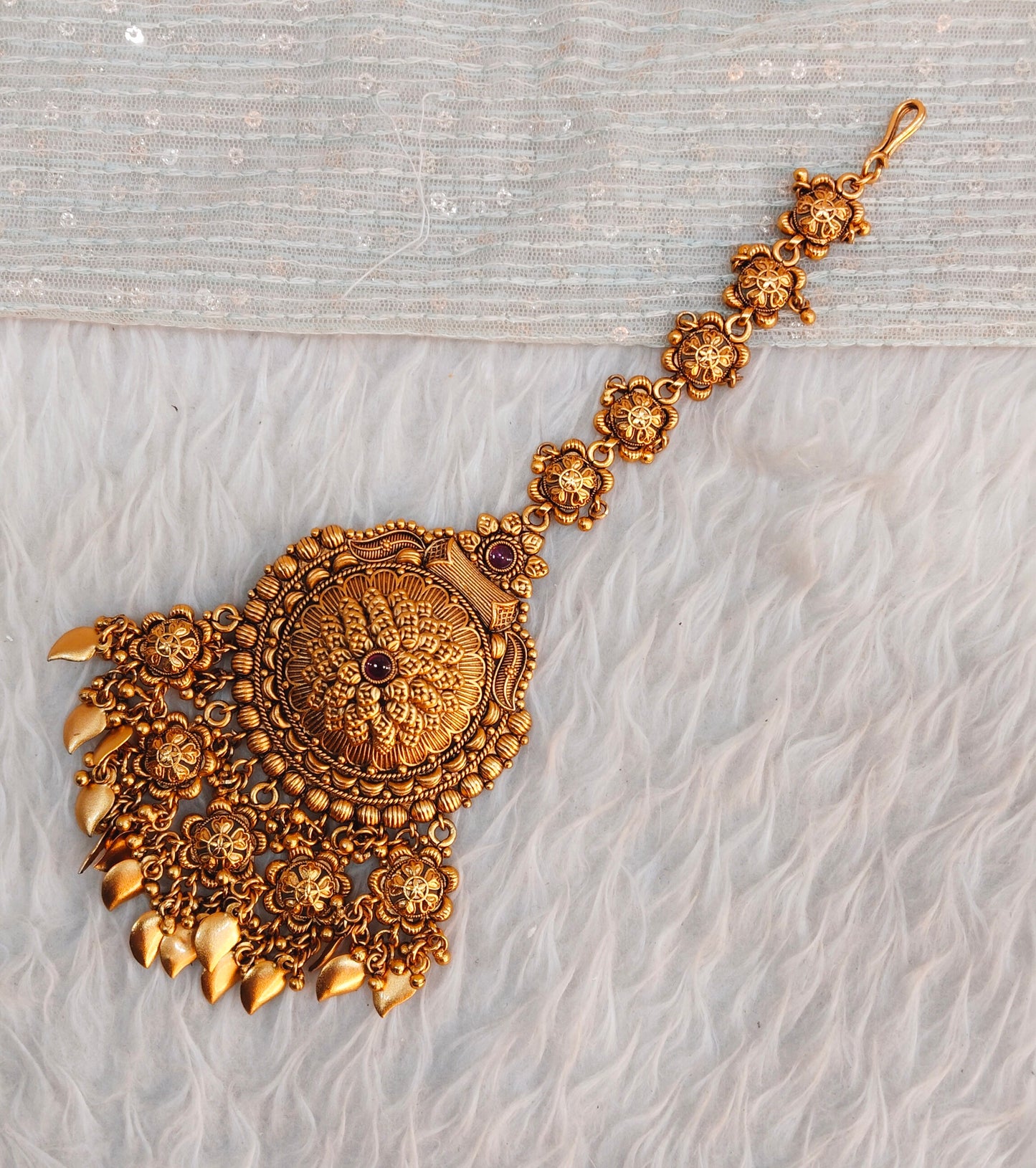 Gold polki Tikka Jewellery Headpiece Set