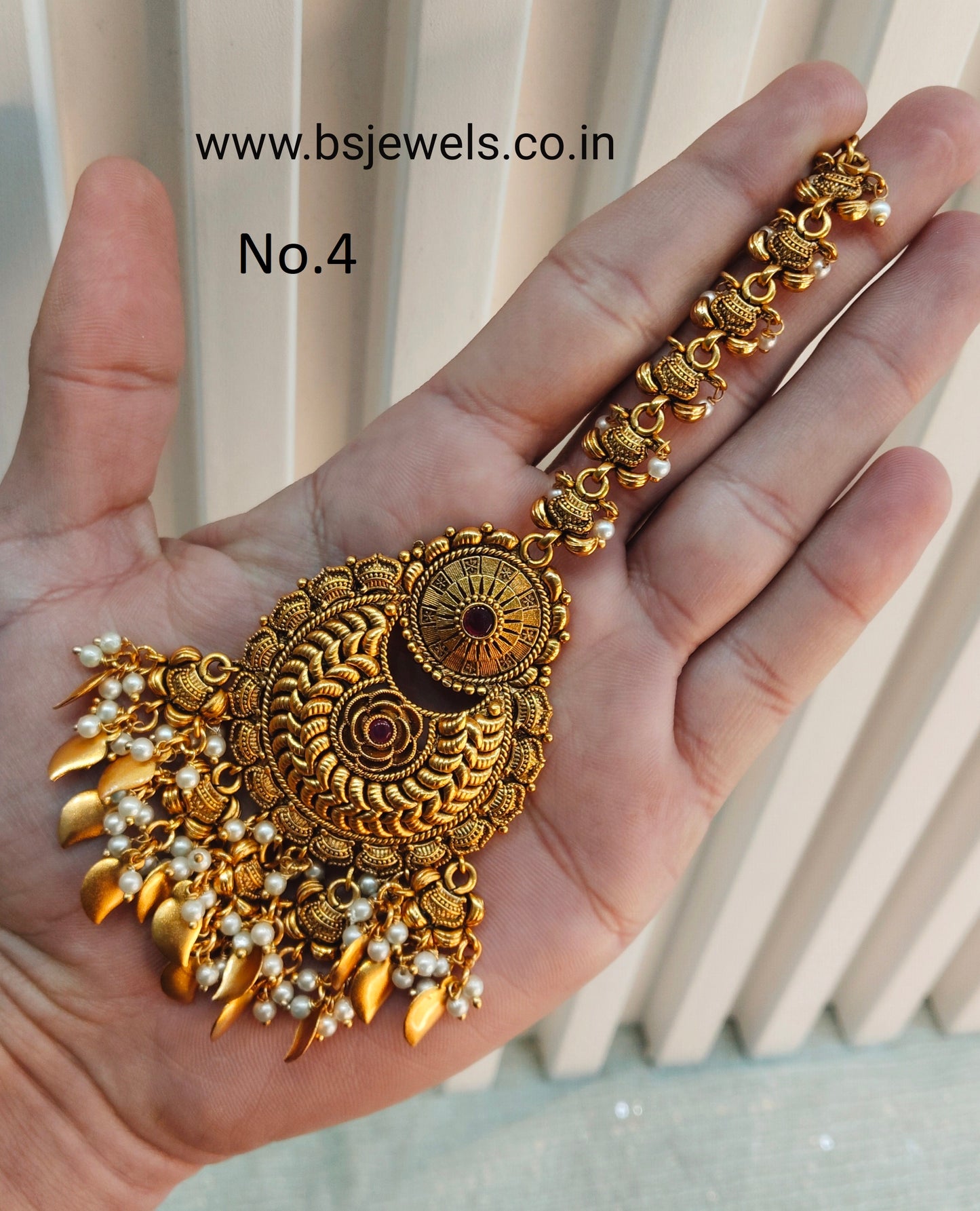 Gold polki Tikka Jewellery Headpiece Set